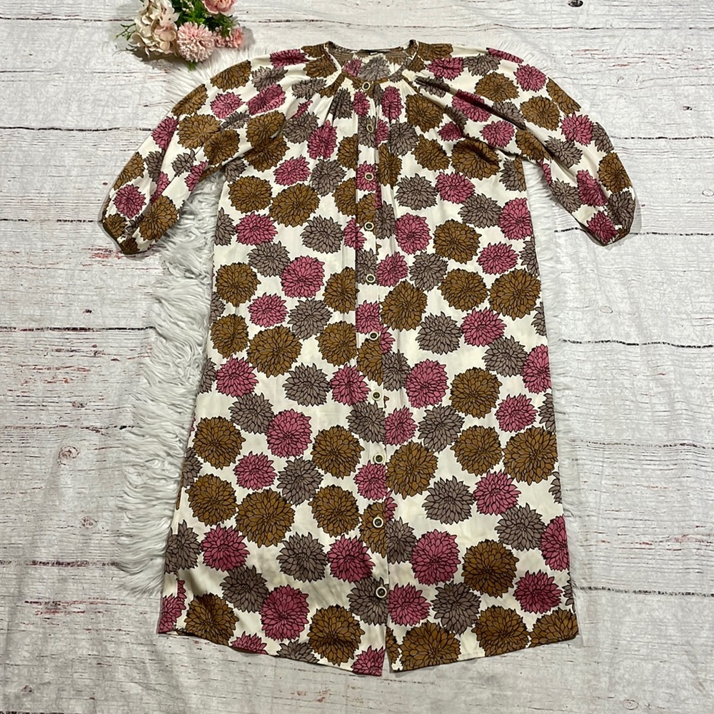 Tucker Silk Blend Floral Button Front Midi Dress